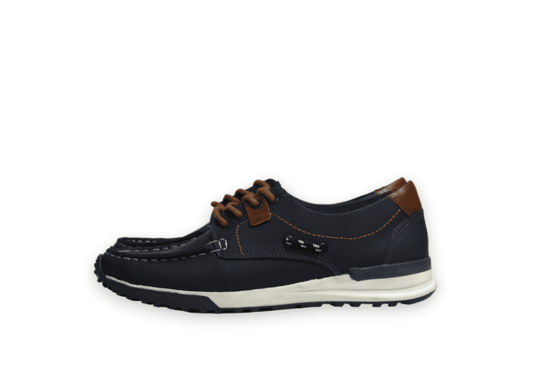 Mocasín Pianelo Azul con Muesca Talón Café