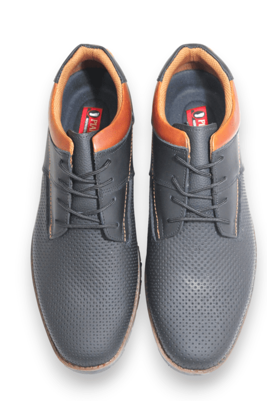 Zapato Cordón Pianelo Negro Cuello Café