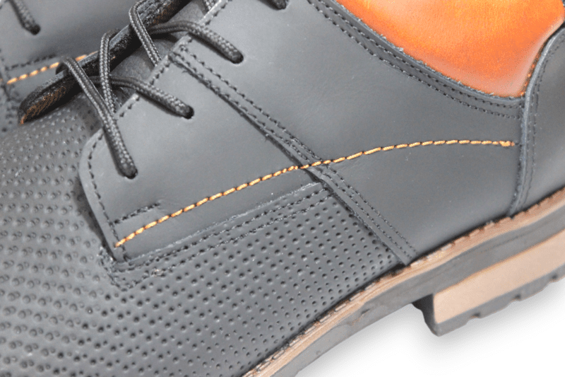 Zapato Cordón Pianelo Negro Cuello Café