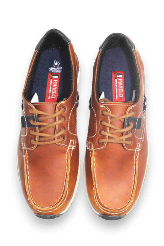 Mocasín Pianelo Miel con Muesca Talón Azul