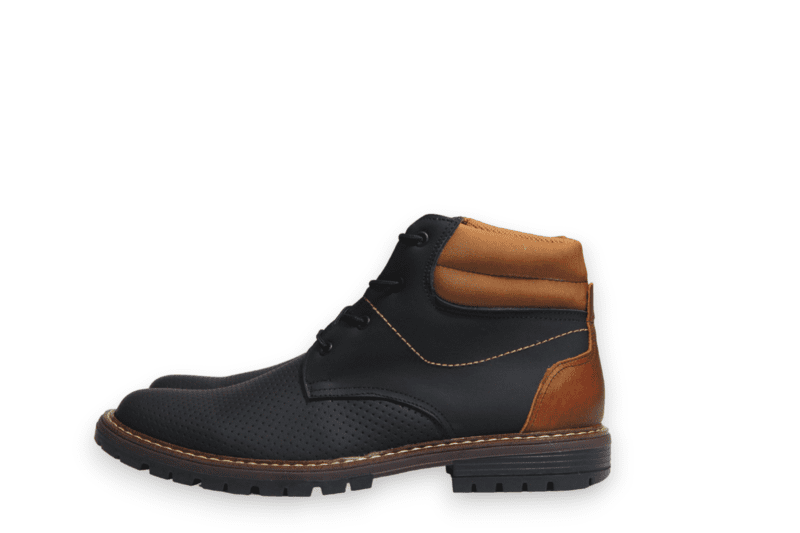Bota Cordón Pianelo Negro Texturas Cuello y Talón Café Bota Cordón Pianelo Negro Texturas Cuello y Talón Café