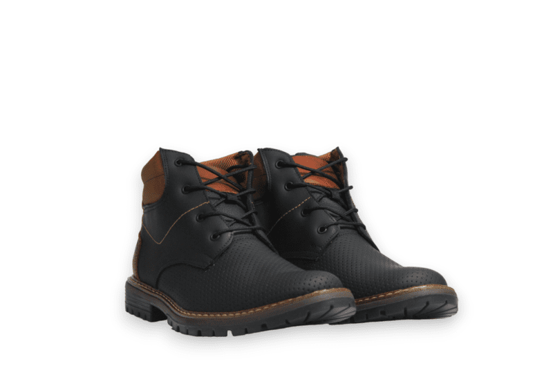 Bota Cordón Pianelo Negro Texturas Cuello y Talón Café Bota Cordón Pianelo Negro Texturas Cuello y Talón Café