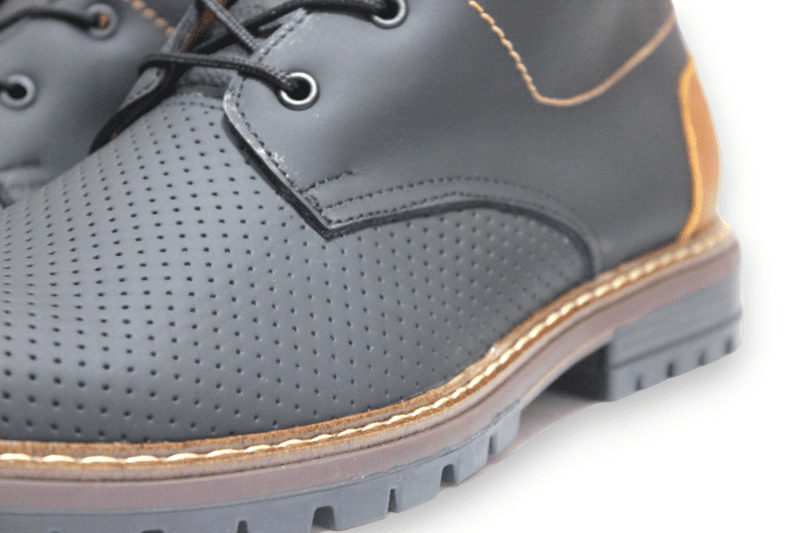 Bota Cordón Pianelo Negro Texturas Cuello y Talón Café Bota Cordón Pianelo Negro Texturas Cuello y Talón Café
